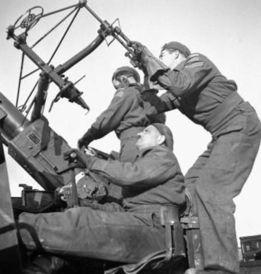 British Gunners Manning a Bofors Anti-aircraft Gun