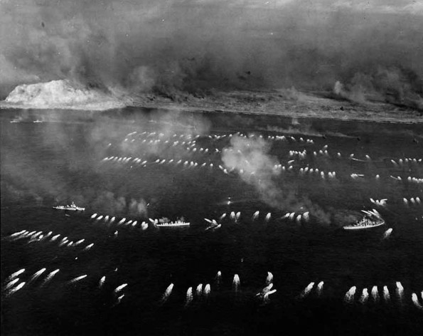 first wave of landing craft at Iwo Jima