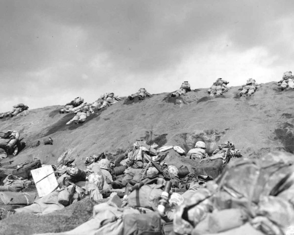 Marines Moving Up the Beach