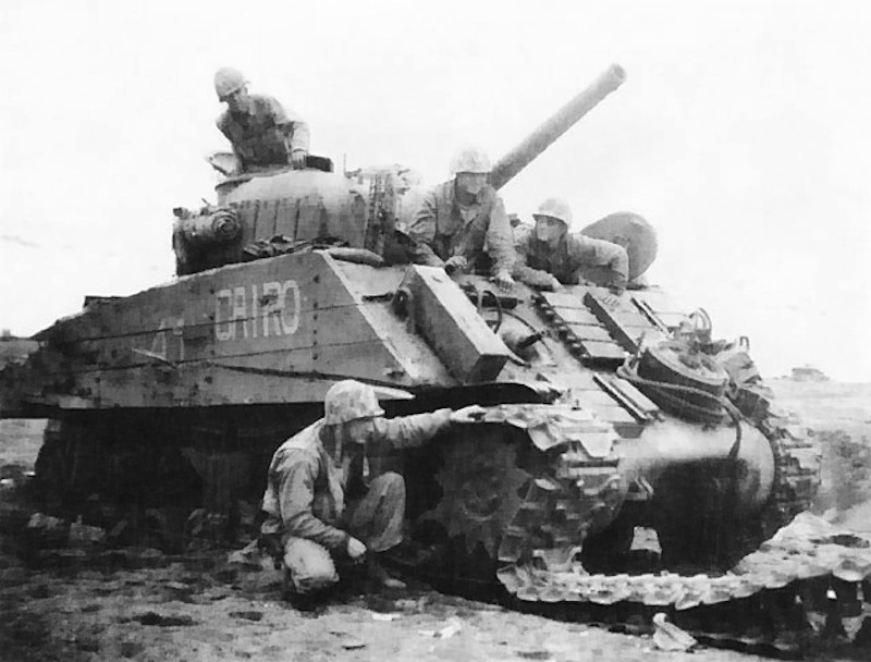 Disabled Sherman Tank