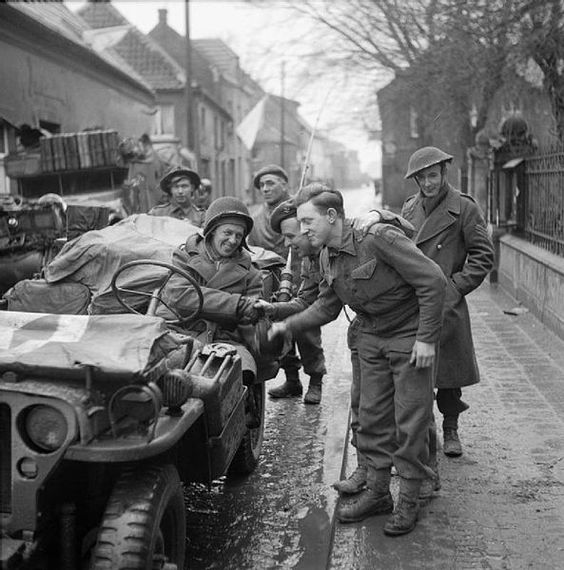 British and US Troops Greet Each Other