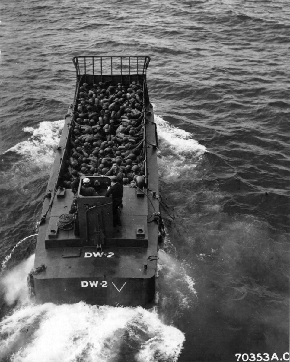 An LCM Heading Toward the Shore at Iwo Jima