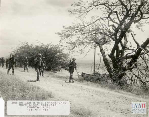 158th RCT Moves along a Batangas Coastal Road