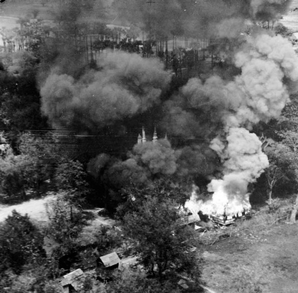 A Japanese Supply Dump Burning