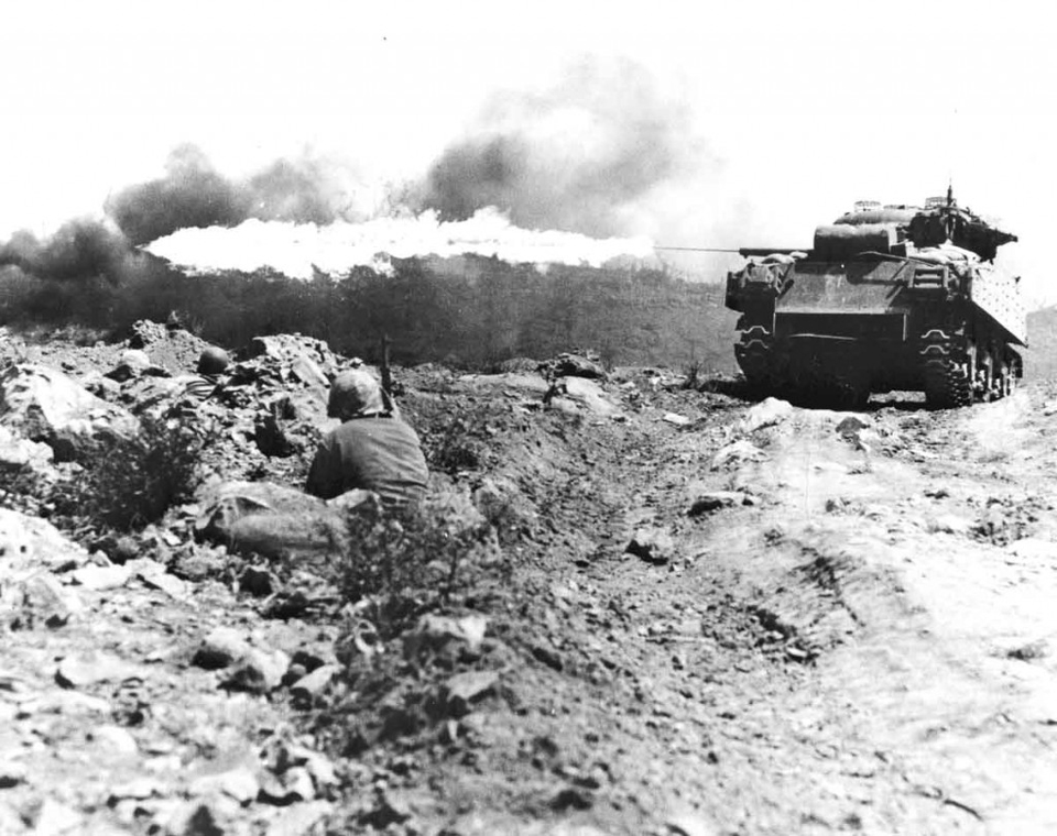 Sherman Tanks Equipped with Flamethrowers