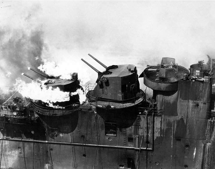 Aft 5-inch Gun Turret On Fire