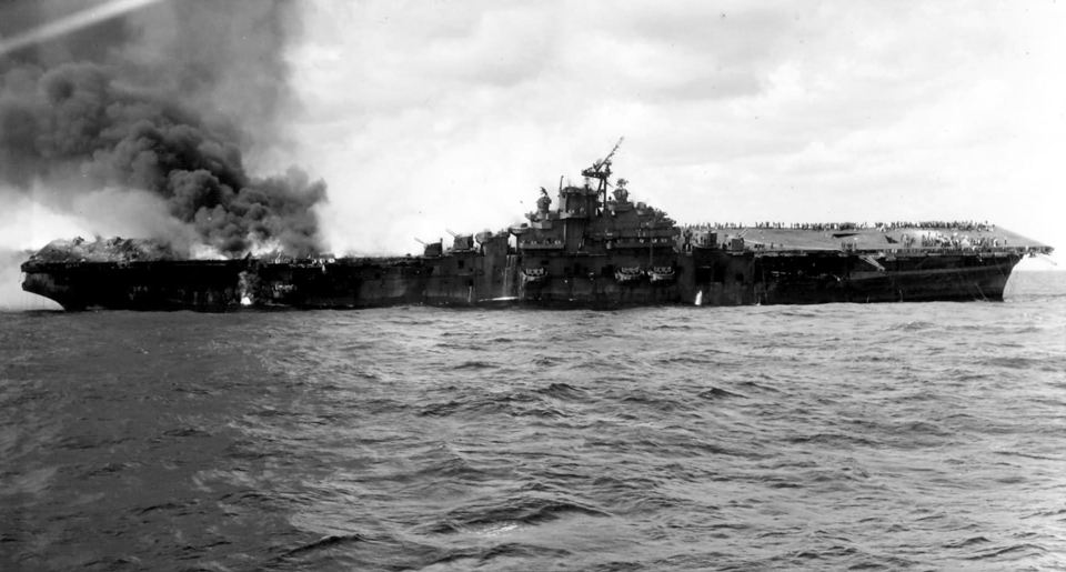 Burning <i>USS Franklin</i>