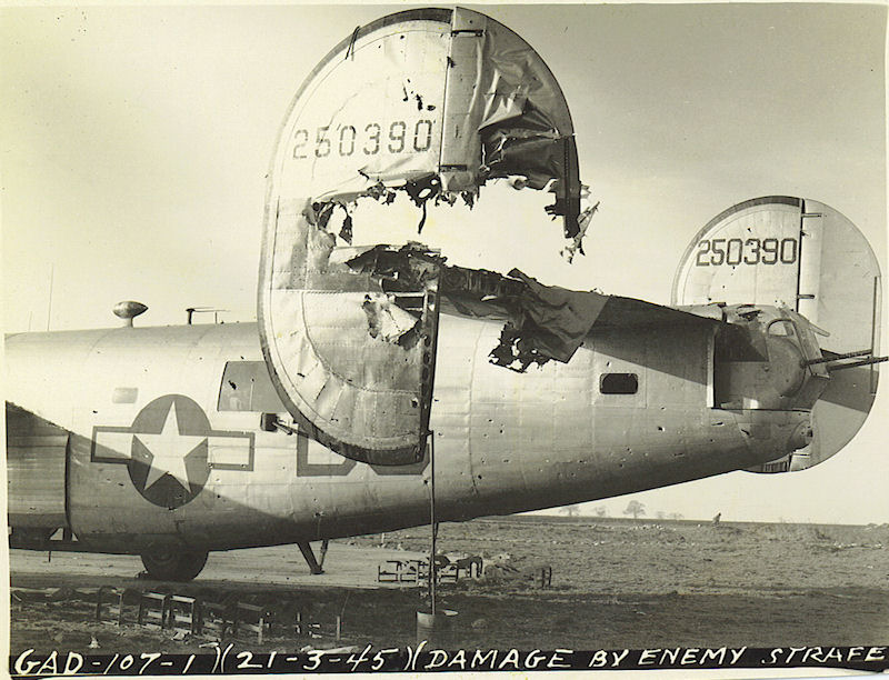 Damaged B-24 Liberator