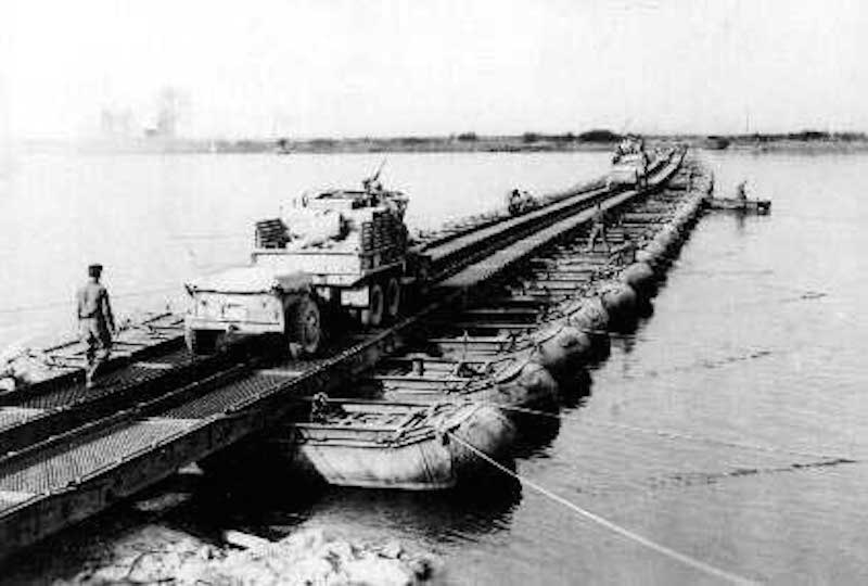 Crossing the Rhine on a Combat Engineer Bridge