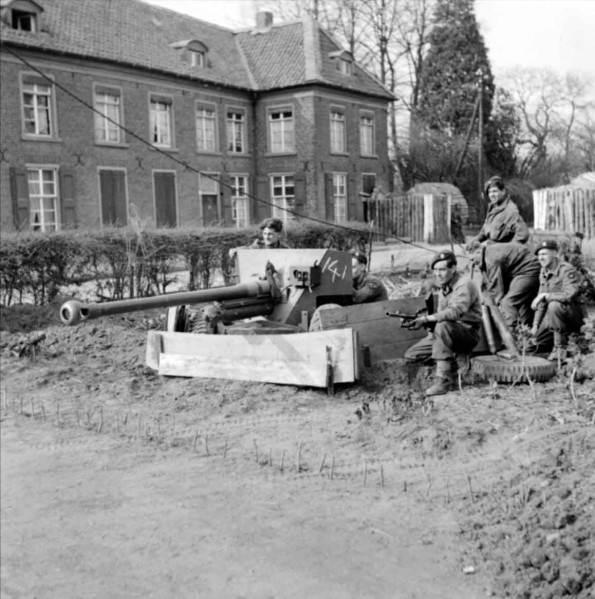 British Troops with a 6-pdr Anti-tank Gun