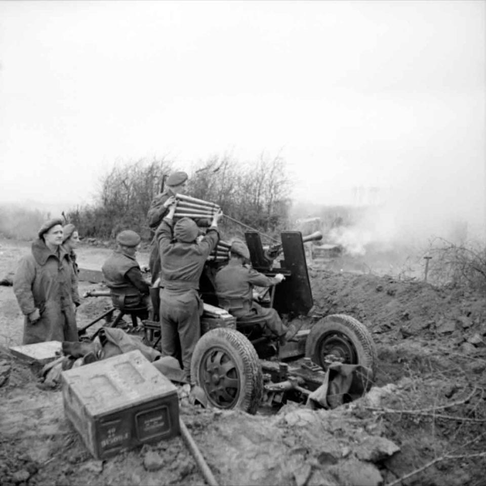 40-mm Bofors Gun In Action