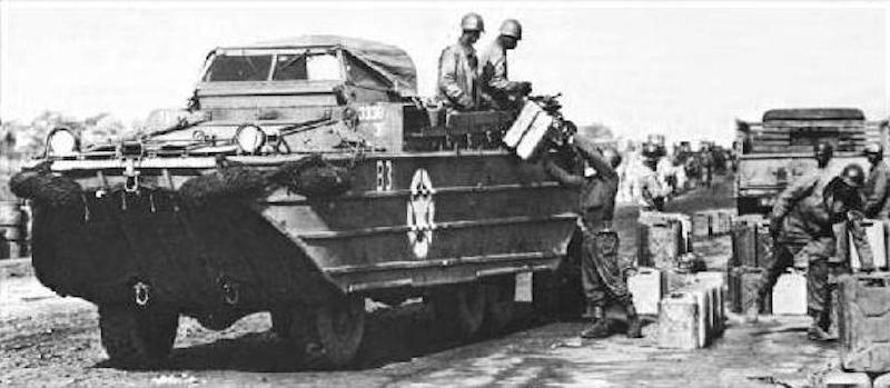 DUKW Being Loaded with Jerrycans