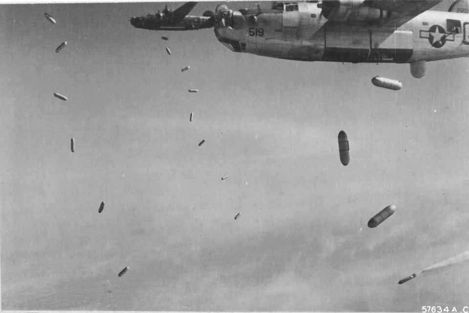 B-24J Liberators Dropping Incendiary Bombs