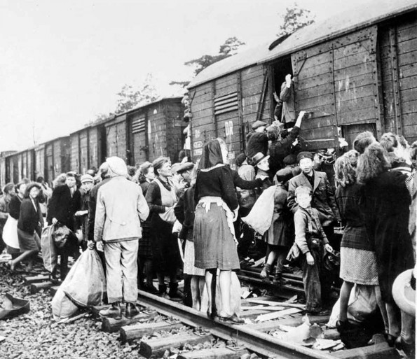 German Civilians Loot a Train