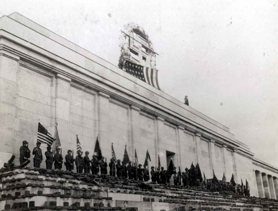 Raising the American flag