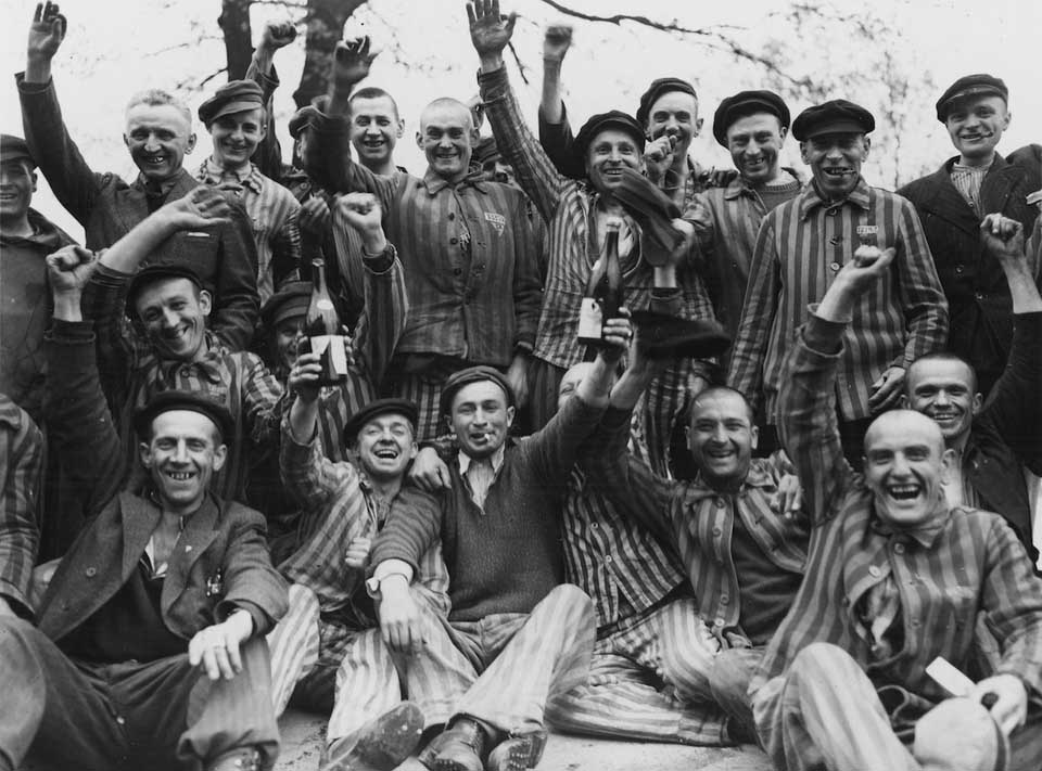 Polish Prisoners in Dachau Toast Their Liberation