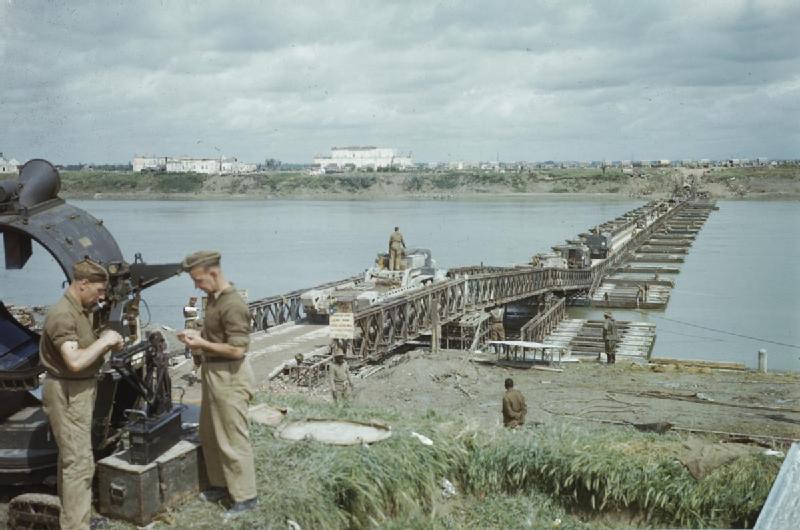 Pontoon Bailey Bridge Over the River Po