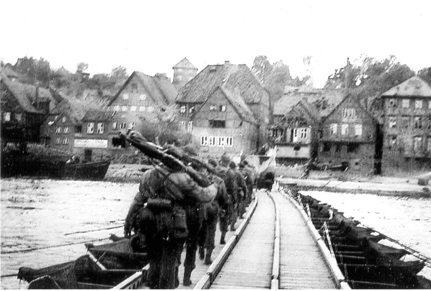 Canadians Crossing the Elbe River