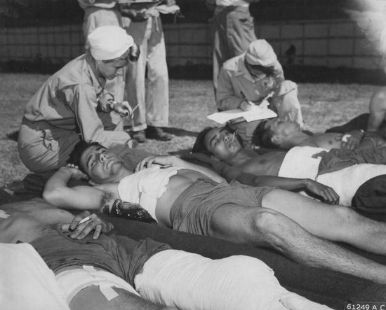 Wounded personnel resting