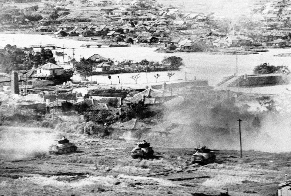 Sherman Tanks on Okinawa