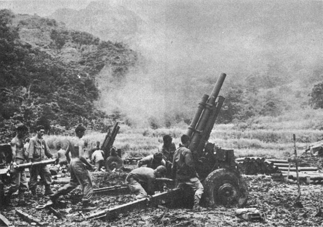 105-mm Howitzer Firing at Extreme Elevation