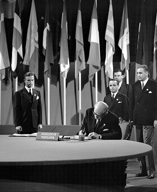 Signing the UN Charter