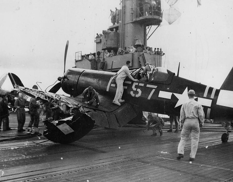 F4U Corsair Hitting the Barricade