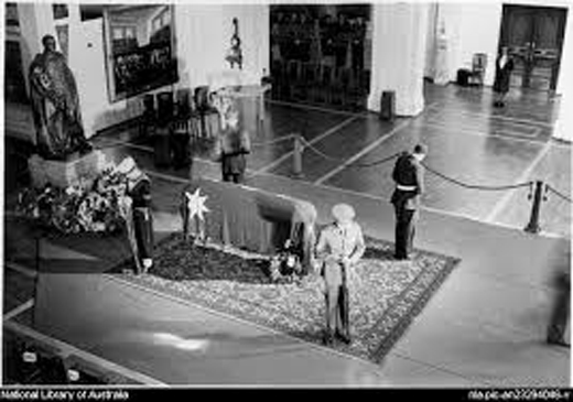 Prime Minister John Curtin's Casket Lying In State