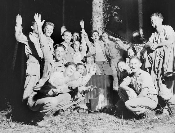 RAAF Men Celebrate End of Pacific War