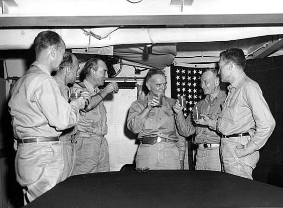 US and British Naval Officers Toast