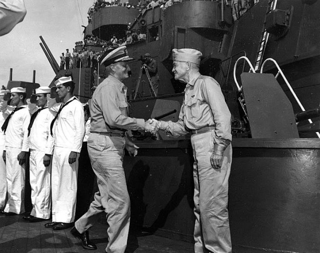 Halsey and Nimitz Aboard <i>South Dakota</i>