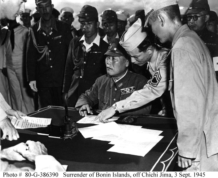 Signing Documents Surrendering the Bonin Islands